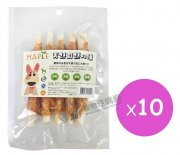 Maple雞肉絲包牛皮扭棒狗小食80g x10pcs